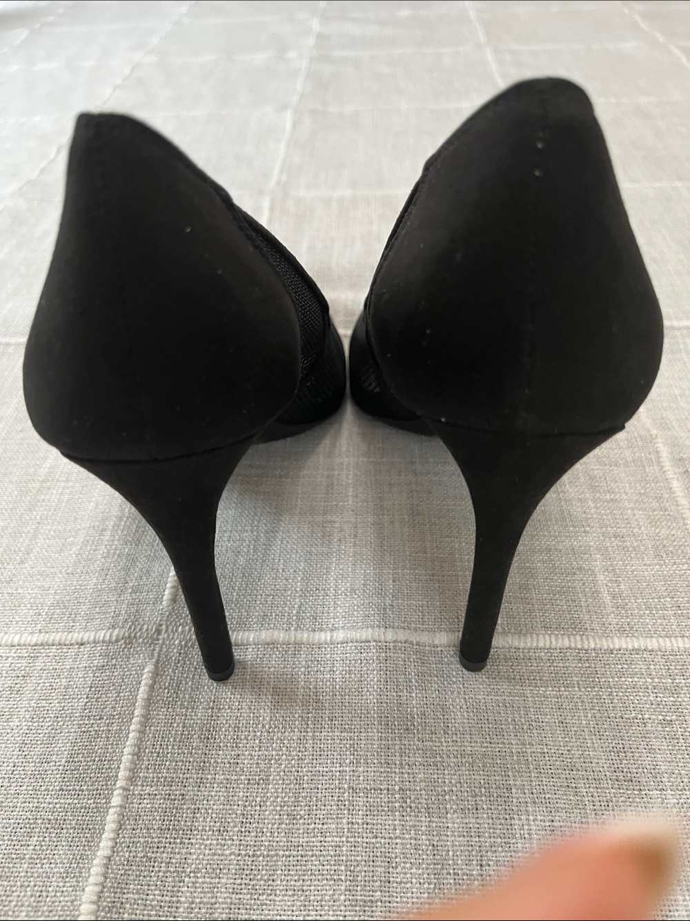 Jessica Simpson Black Mesh Pointed-Toe Pumps with Slim Heel - Picture 6 of 8
